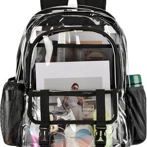 Clear Backpack, Large Clear Bag Stadium Heavy Duty PVC Transparent See Through B